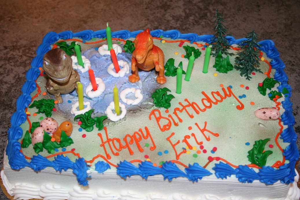 Erik's cake was decorated with dinosaurs